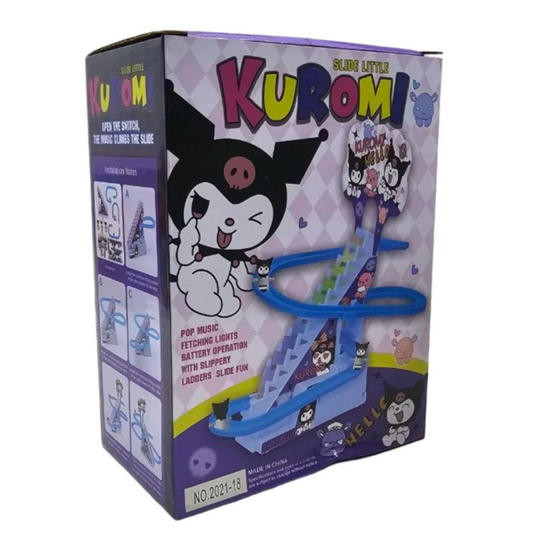 اسباب بازی ناب سل مدل پله برقی سرسره کرومی بامزه موزیکال چراغدار کد Musical kuromi slide escalator toy with lights